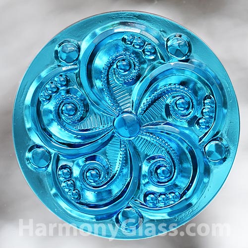 swirly aqua blue glass jewel
