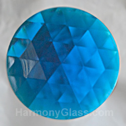 50mm round faceted aqua glass jewel J21AQ