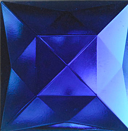 40mm square faceted glass jewel sapphire blue Jc11S
