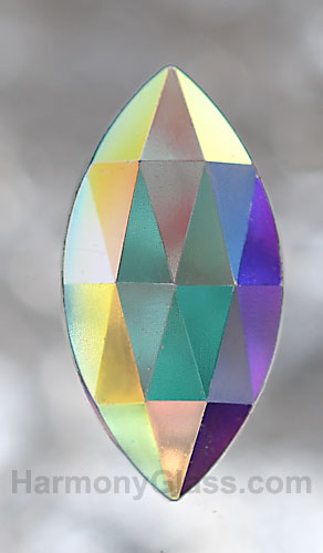 pointed oval faceted glass jewel Clear Iridescent