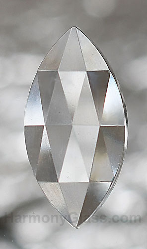 pointed oval faceted glass jewel Clear