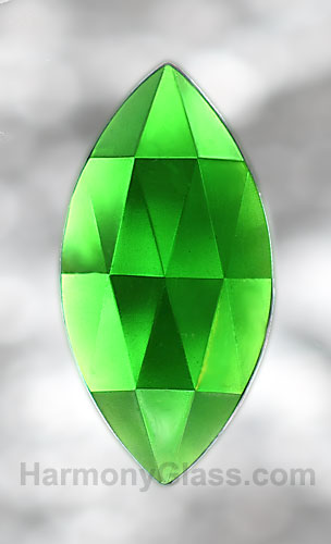 pointed oval faceted glass jewel Green