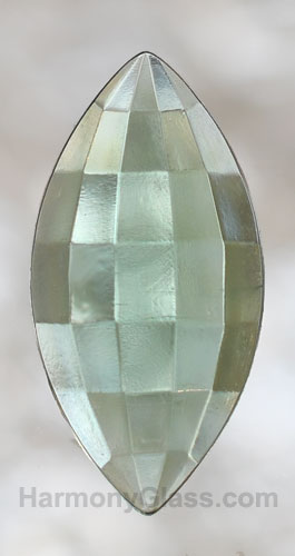 pointed oval faceted glass jewel Seafoam