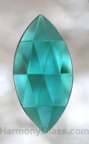 pointed oval faceted glass jewel Teal